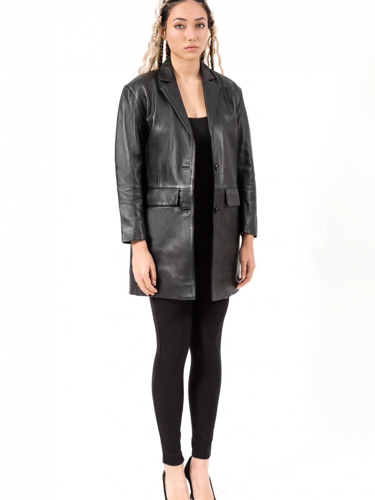 ALEXANDRA SHEEP BLACK - АВТЕНТИЧНО ДАМСКО ЧЕРНО КОЖЕНО ЯКЕ