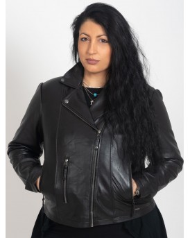 FINE SHEEP BLACK - АВТЕНТИЧНО ДАМСКО ЧЕРНО КОЖЕНО ЯКЕ