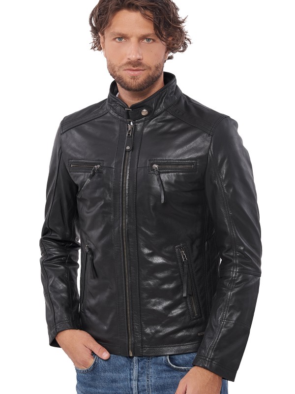 ALPHA BUFFALO BLACK - АВТЕНТИЧНО МЪЖКО ЧЕРНО КОЖЕНО ЯКЕ