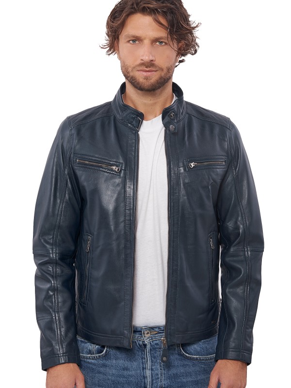 ALPHA SHEEP BLUE - АВТЕНТИЧНО МЪЖКО СИньо КОЖЕНО ЯКЕ