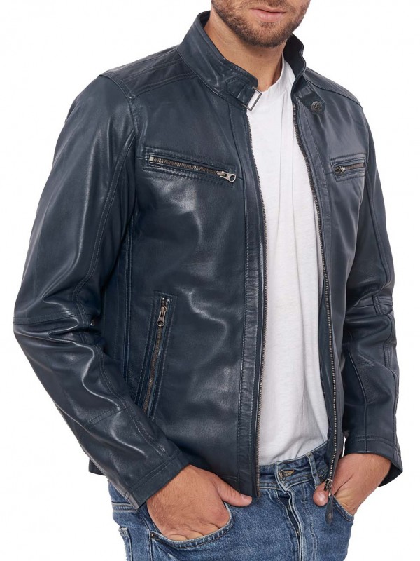 ALPHA SHEEP BLUE - АВТЕНТИЧНО МЪЖКО СИньо КОЖЕНО ЯКЕ