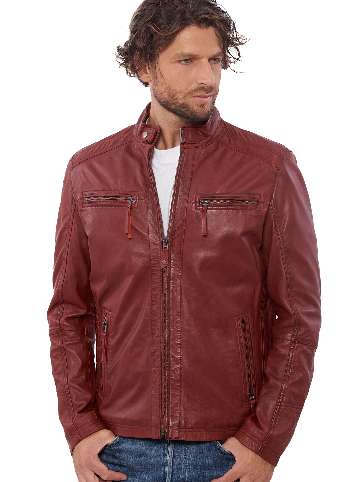 VAINAS Men leather jacket ALPHA SHEEP RED 