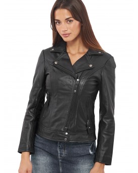 ATHINA BUFFALO BLACK - АВТЕНТИЧНО ДАМСКО ЧЕРНО КОЖЕНО ЯКЕ