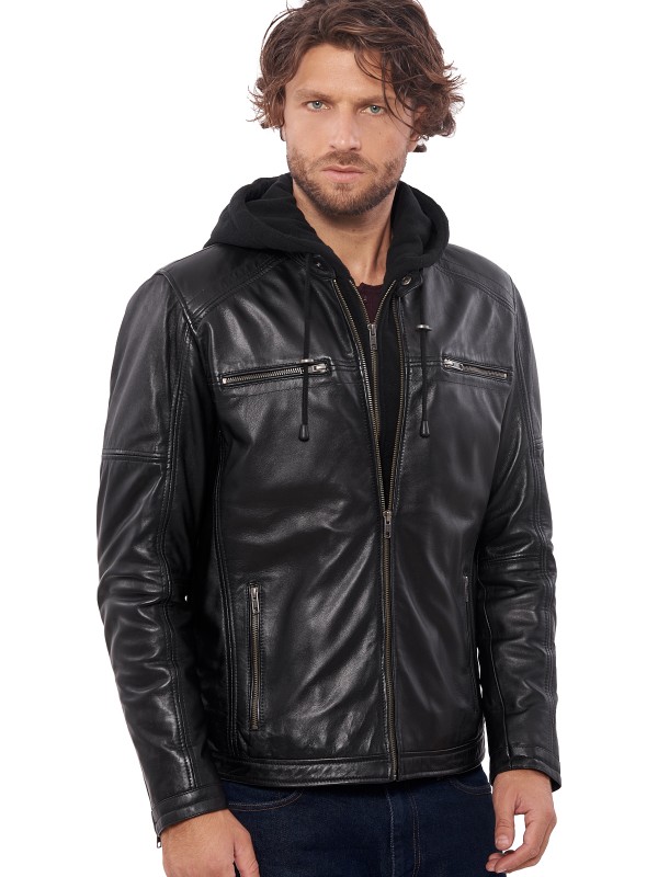 BIG HOOD SHEEP BLACK - АВТЕНТИЧНО МЪЖКО ЧЕРНО КОЖЕНО ЯКЕ