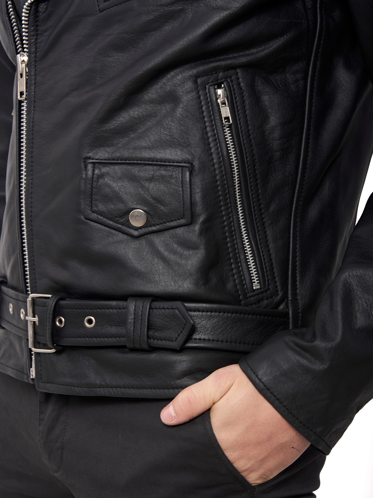 BRANDO BUFFALO BLACK - AUTHENTIC MENS BLACK LEATHER JACKET