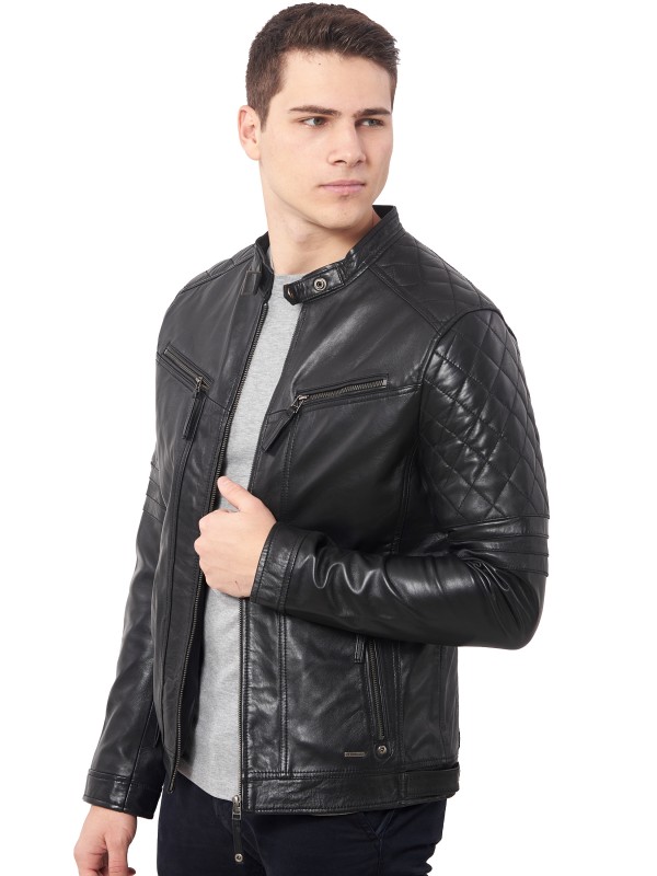 BRAVO SHEEP BLACK - АВТЕНТИЧНО МЪЖКО ЧЕРНО КОЖЕНО ЯКЕ