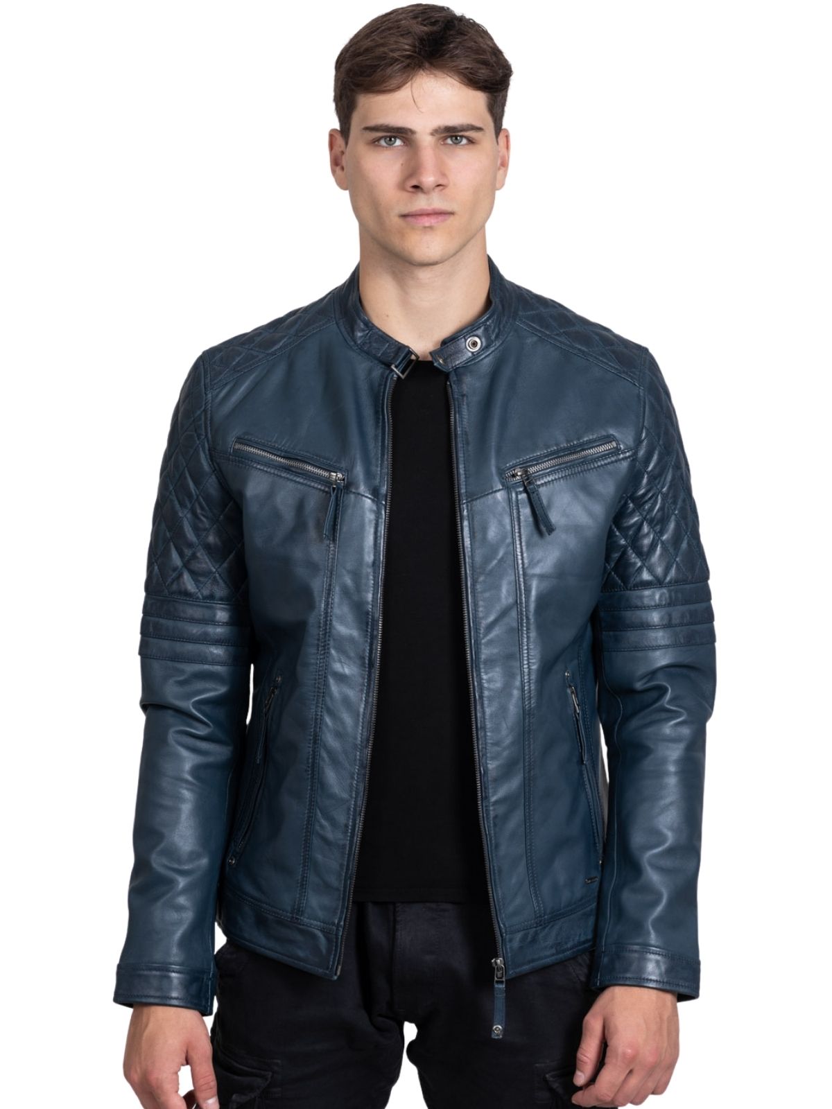 BRAVO SHEEP BLUE - AUTHENTIC MENS BLUE LEATHER JACKET