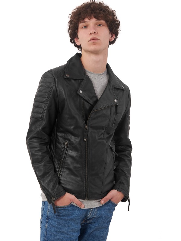 CHARLIE BUFFALO BLACK - АВТЕНТИЧНО МЪЖКО ЧЕРНО КОЖЕНО ЯКЕ