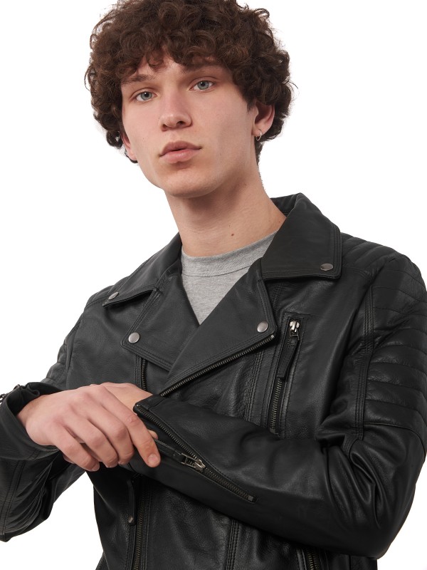 CHARLIE BUFFALO BLACK - АВТЕНТИЧНО МЪЖКО ЧЕРНО КОЖЕНО ЯКЕ