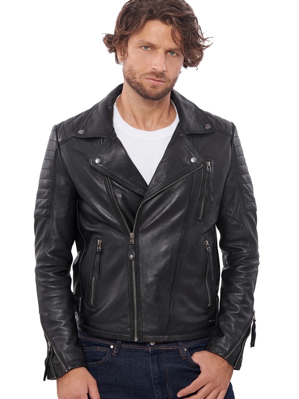 CHARLIE SHEEP BLACK - АВТЕНТИЧНО МЪЖКО ЧЕРНО КОЖЕНО ЯКЕ