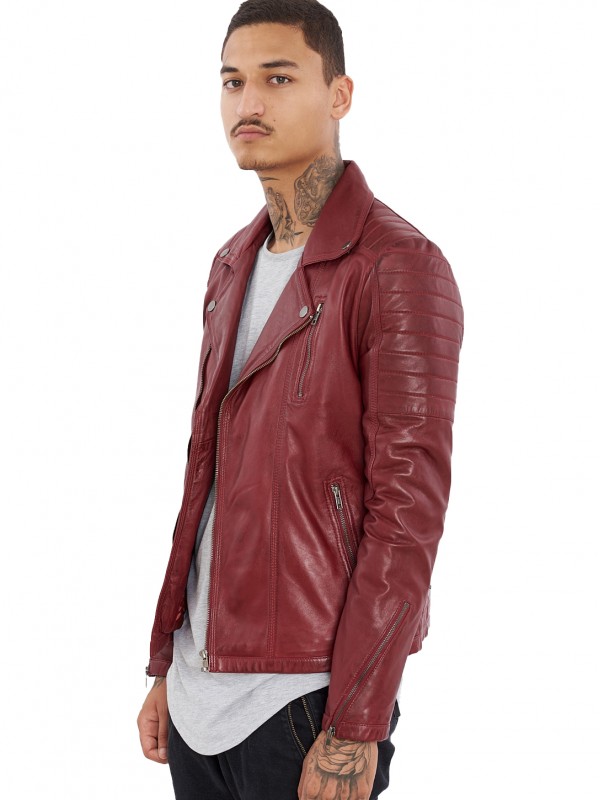 CHARLIE SHEEP RED - АВТЕНТИЧНО МЪЖКО ЧЕРВЕНО КОЖЕНО ЯКЕ