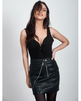 DAPHNE SHEEP BLACK - АВТЕНТИЧНА ДАМСКА ЧЕРНА КОЖЕНА ПОЛА