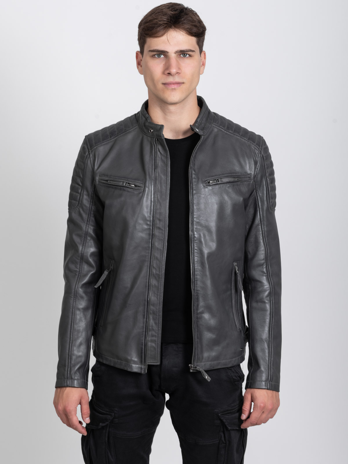 DELTA SHEEP GREY - AUTHENTIC MENS GREY LEATHER JACKET