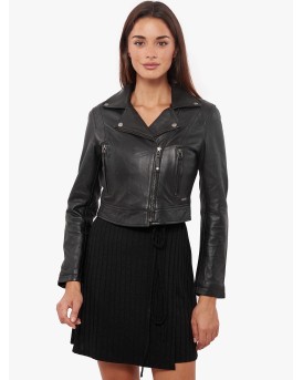 DIONA SHEEP BLACK - АВТЕНТИЧНО ДАМСКО ЧЕРНО КОЖЕНО ЯКЕ