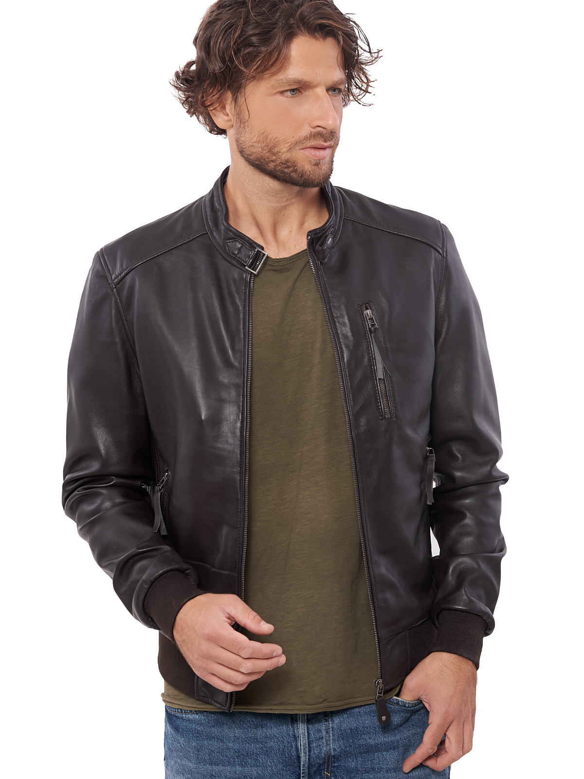 ECHO SHEEP BROWN - AUTHENTIC MENS BROWN LEATHER JACKET