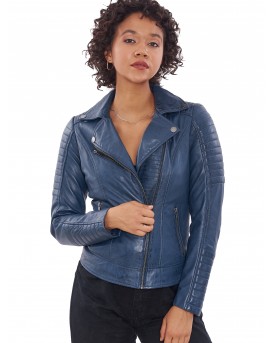 ELECTRA SHEEP BLUE - АВТЕНТИЧНО ДАМСКО СИньо КОЖЕНО ЯКЕ