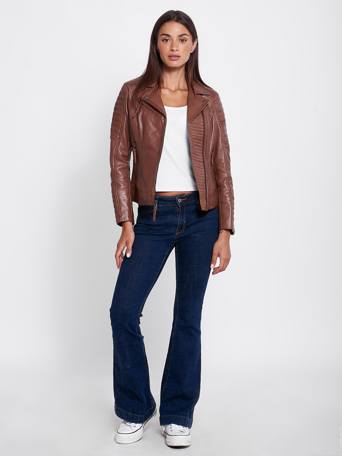 ELECTRA SHEEP COGNAC - AUTHENTIC WOMENS COGNAC LEATHER JACKET ELECTRA SHEEP COGNAC - AUTHENTIC WOMENS COGNAC LEATHER JACKET