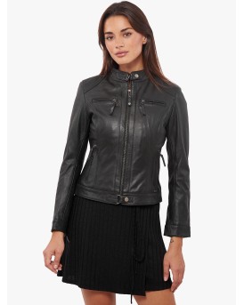 ERATO BUFFALO BLACK - АВТЕНТИЧНО ДАМСКО ЧЕРНО КОЖЕНО ЯКЕ