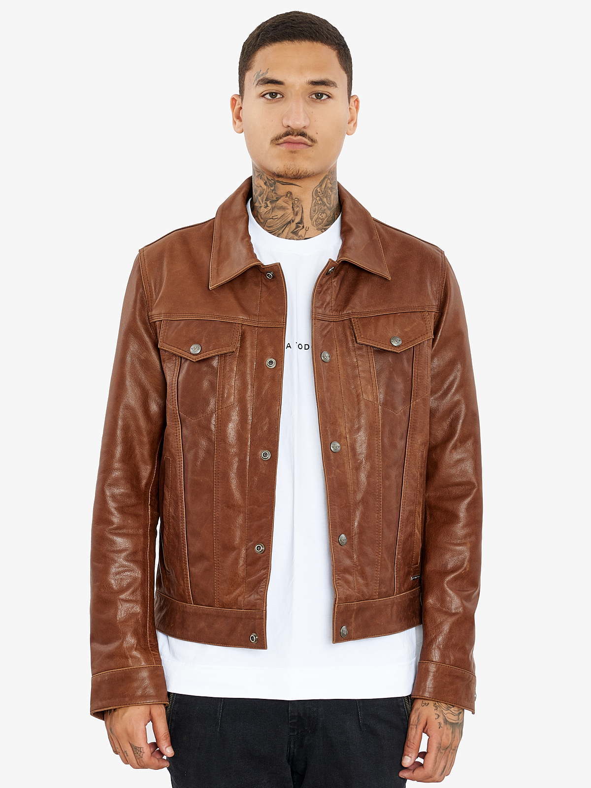 FOXTROT BUFFALO COGNAC - АВТЕНТИЧНО МЪЖКО КОЖЕНО ЯКЕ С КОНЬЯК