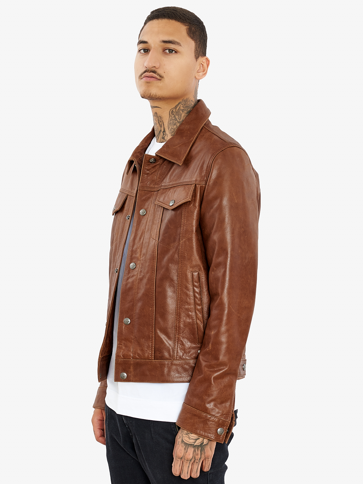 FOXTROT BUFFALO COGNAC - АВТЕНТИЧНО МЪЖКО КОЖЕНО ЯКЕ С КОНЬЯК