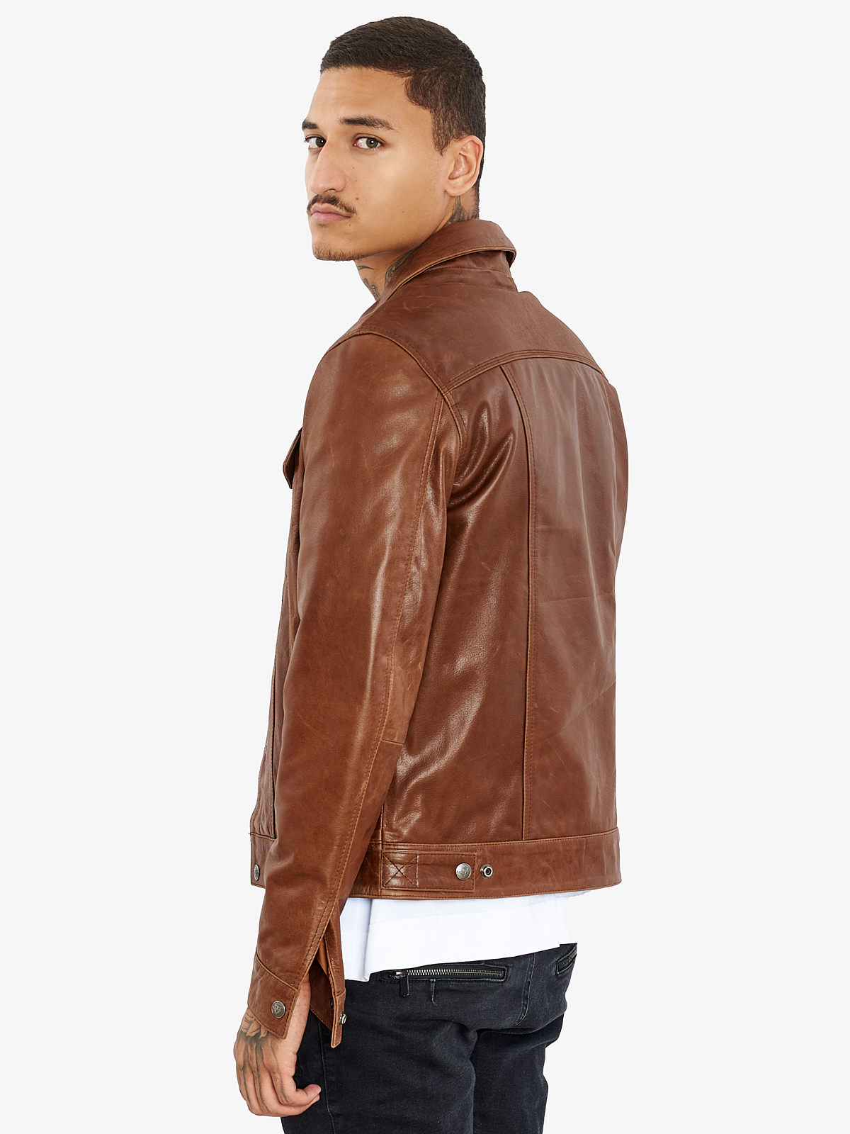 FOXTROT BUFFALO COGNAC - АВТЕНТИЧНО МЪЖКО КОЖЕНО ЯКЕ С КОНЬЯК