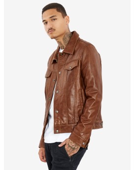 FOXTROT BUFFALO COGNAC - АВТЕНТИЧНО МЪЖКО КОЖЕНО ЯКЕ С КОНЬЯК