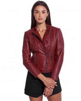 CALYPSO SHEEP RED - АВТЕНТИЧНО ДАМСКО ЧЕРВЕНО КОЖЕНО ЯКЕ