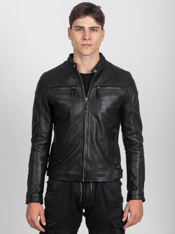 KAPPA SHEEP BLACK - АВТЕНТИЧНО МЪЖКО ЧЕРНО КОЖЕНО ЯКЕ