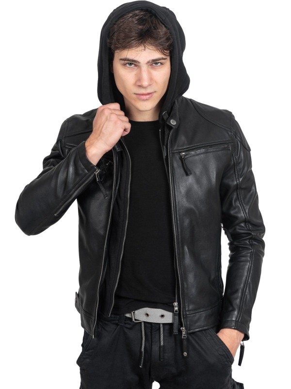 KAPPA SHEEP BLACK - АВТЕНТИЧНО МЪЖКО ЧЕРНО КОЖЕНО ЯКЕ