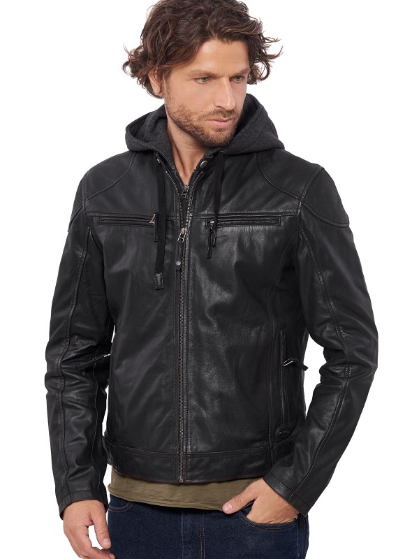 KAPPA BUFFALO BLACK - АВТЕНТИЧНО МЪЖКО ЧЕРНО КОЖЕНО ЯКЕ