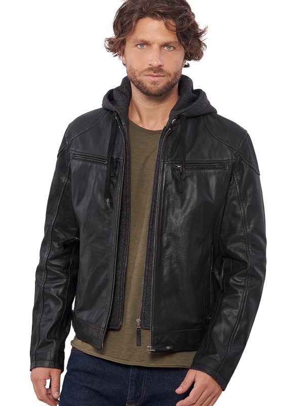 KAPPA BUFFALO BLACK - АВТЕНТИЧНО МЪЖКО ЧЕРНО КОЖЕНО ЯКЕ