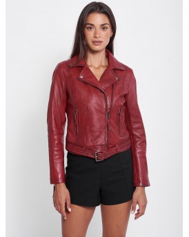 MEDEA SHEEP RED - АВТЕНТИЧНО ДАМСКО ЧЕРВЕНО КОЖЕНО ЯКЕ