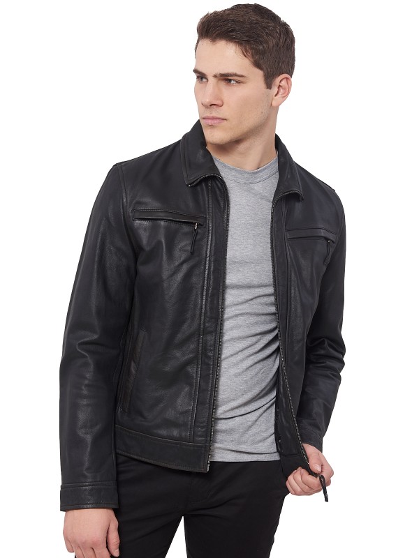 PAPA BUFFALO BLACK - АВТЕНТИЧНО МЪЖКО ЧЕРНО КОЖЕНО ЯКЕ