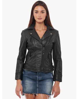 PHEDRA BUFFALO BLACK - АВТЕНТИЧНО ДАМСКО ЧЕРНО КОЖЕНО ЯКЕ