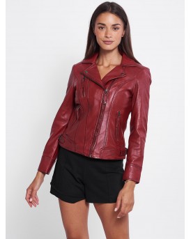 PHEDRA SHEEP RED - АВТЕНТИЧНО ДАМСКО ЧЕРВЕНО КОЖЕНО ЯКЕ