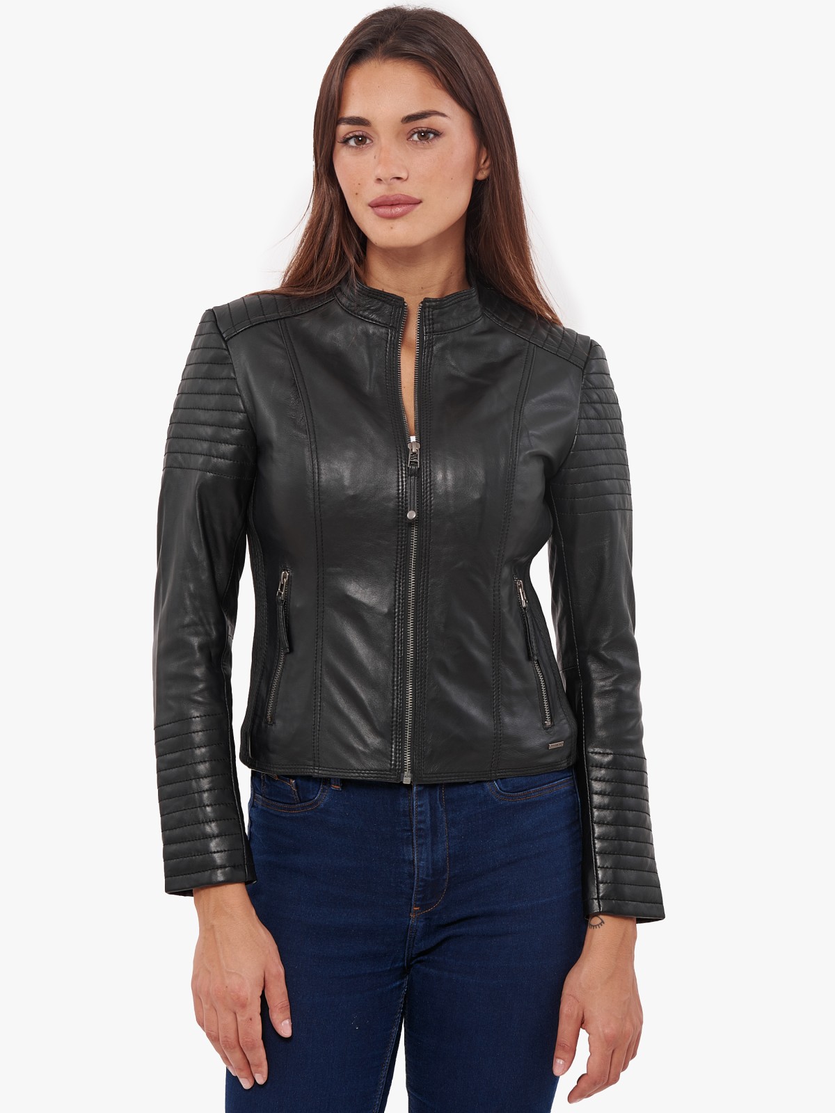 PASIPHAE SHEEP BLACK - AUTHENTIC WOMENS BLACK LEATHER JACKET PASIPHAE SHEEP BLACK - AUTHENTIC WOMENS BLACK LEATHER JACKET