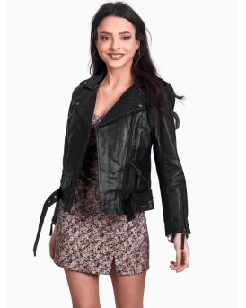 RHEA BUFFALO BLACK - АВТЕНТИЧНО ДАМСКО ЧЕРНО КОЖЕНО ЯКЕ