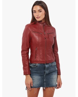 NEPHELE SHEEP RED - АВТЕНТИЧНО ДАМСКО ЧЕРВЕНО КОЖЕНО ЯКЕ