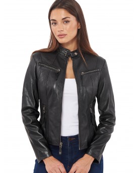 NEPHELE SHEEP BLACK - АВТЕНТИЧНО ДАМСКО ЧЕРНО КОЖЕНО ЯКЕ