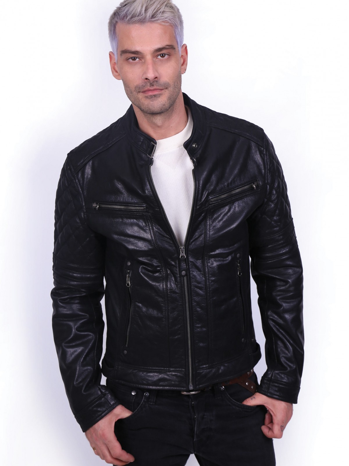 BRAVO BUFFALO BLACK - АВТЕНТИЧНО ЧЕРНО МЪЖКО КОЖЕНО ЯКЕ