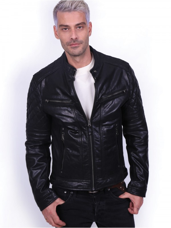 BRAVO BUFFALO BLACK - АВТЕНТИЧНО ЧЕРНО МЪЖКО КОЖЕНО ЯКЕ