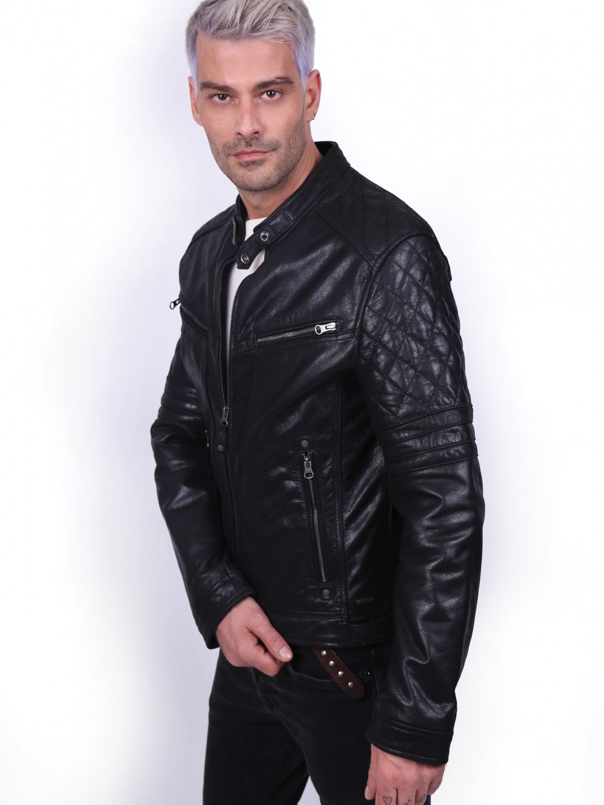 BRAVO BUFFALO BLACK - АВТЕНТИЧНО ЧЕРНО МЪЖКО КОЖЕНО ЯКЕ