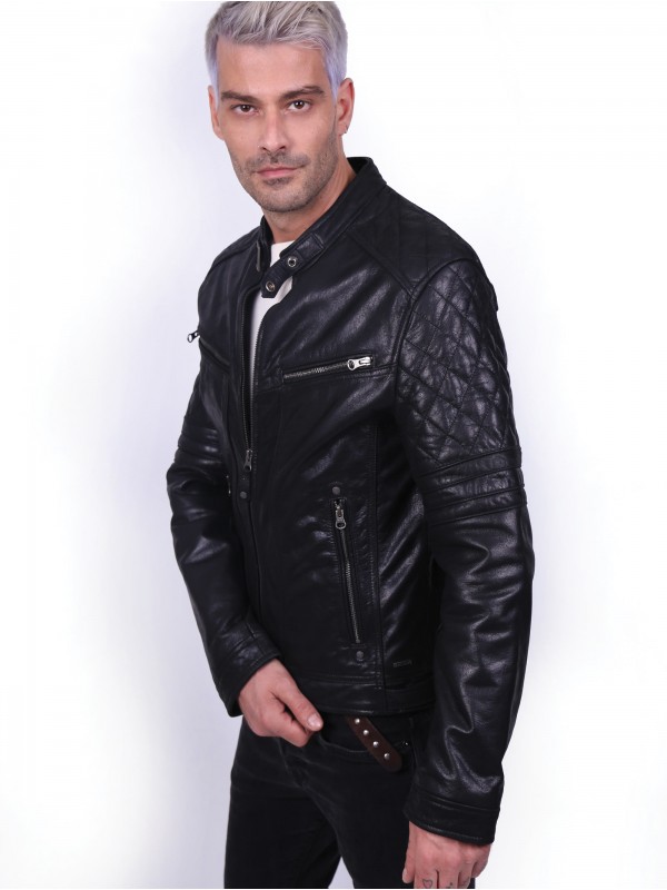 BRAVO BUFFALO BLACK - АВТЕНТИЧНО ЧЕРНО МЪЖКО КОЖЕНО ЯКЕ