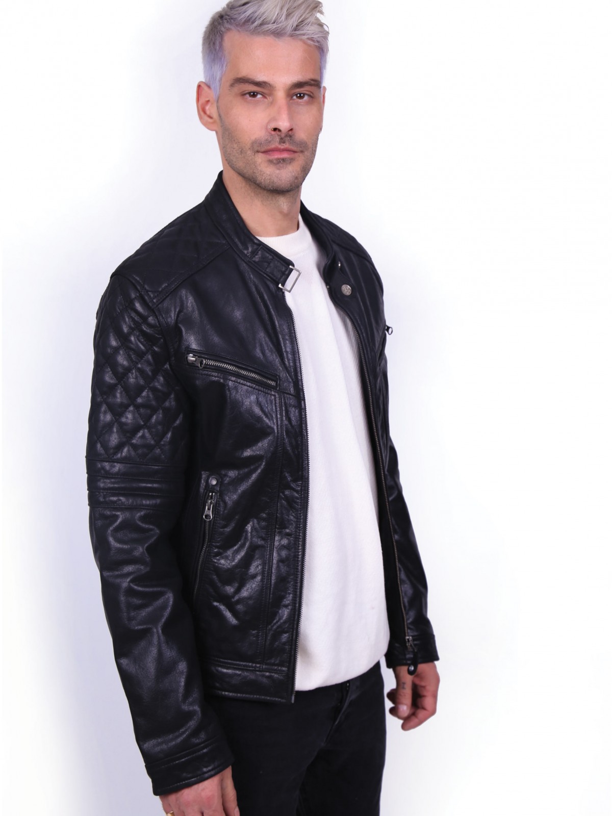 BRAVO BUFFALO BLACK - АВТЕНТИЧНО ЧЕРНО МЪЖКО КОЖЕНО ЯКЕ