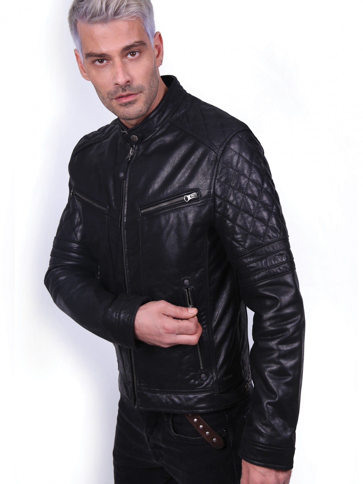 BRAVO BUFFALO BLACK - АВТЕНТИЧНО ЧЕРНО МЪЖКО КОЖЕНО ЯКЕ